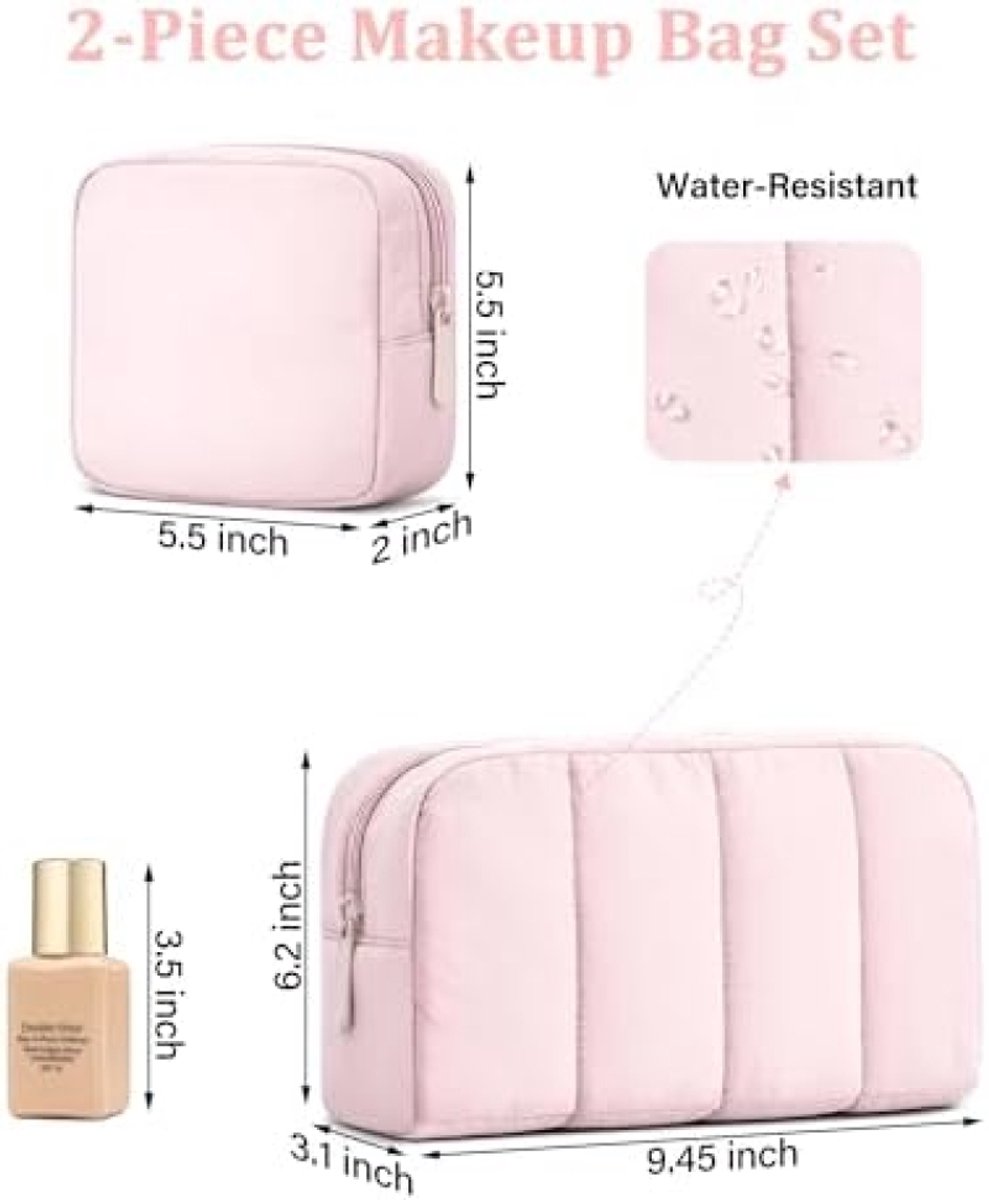 Set van 2 waterdichte toilettassen voor reizen - Lichtroze