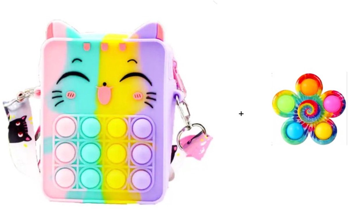 Kat pop it tasje - Cat pop it sling bag -cadeautje tasje