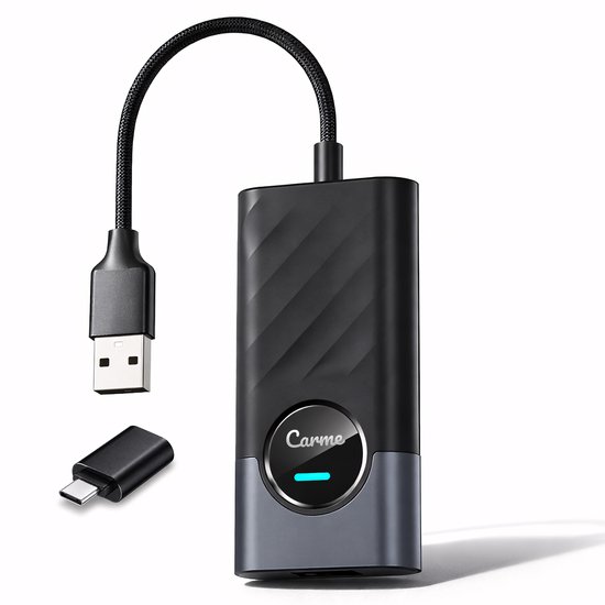 CarMe 2-in-1 CarPlay & Android Auto Dongle PLUS draadloos met USB-C/A, extra apps zoals Netflix, YouTube, Wi-Fi 6