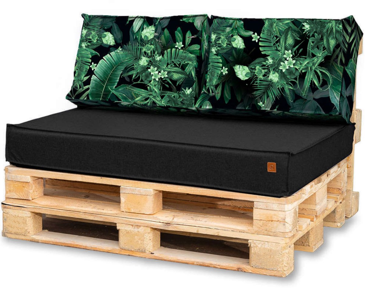 Blomster Outdoor - Tuinkussens Set voor Palletmeubels - Waterafstotend - Europallet - 120x80x15 cm
