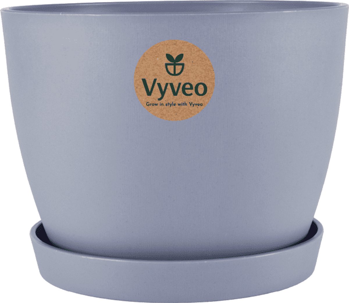 Vyveo - Bloempot Lunda met onderzetter - 17x12 - Donkergrijs - Bloempot voor binnen en buiten - Lichtgewicht - Breukbestendig - Vorstbestendig - UV-bestendig