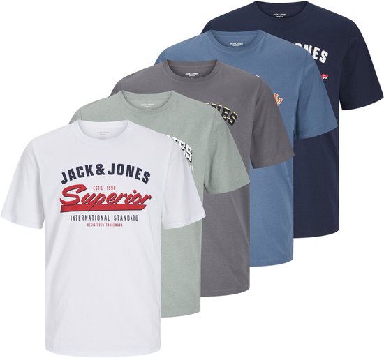 JACK&JONES ESSENTIALS - JJELOGO TEE SS O-NECK 2 COL SS25 5PK MP T-shirt pour hommes