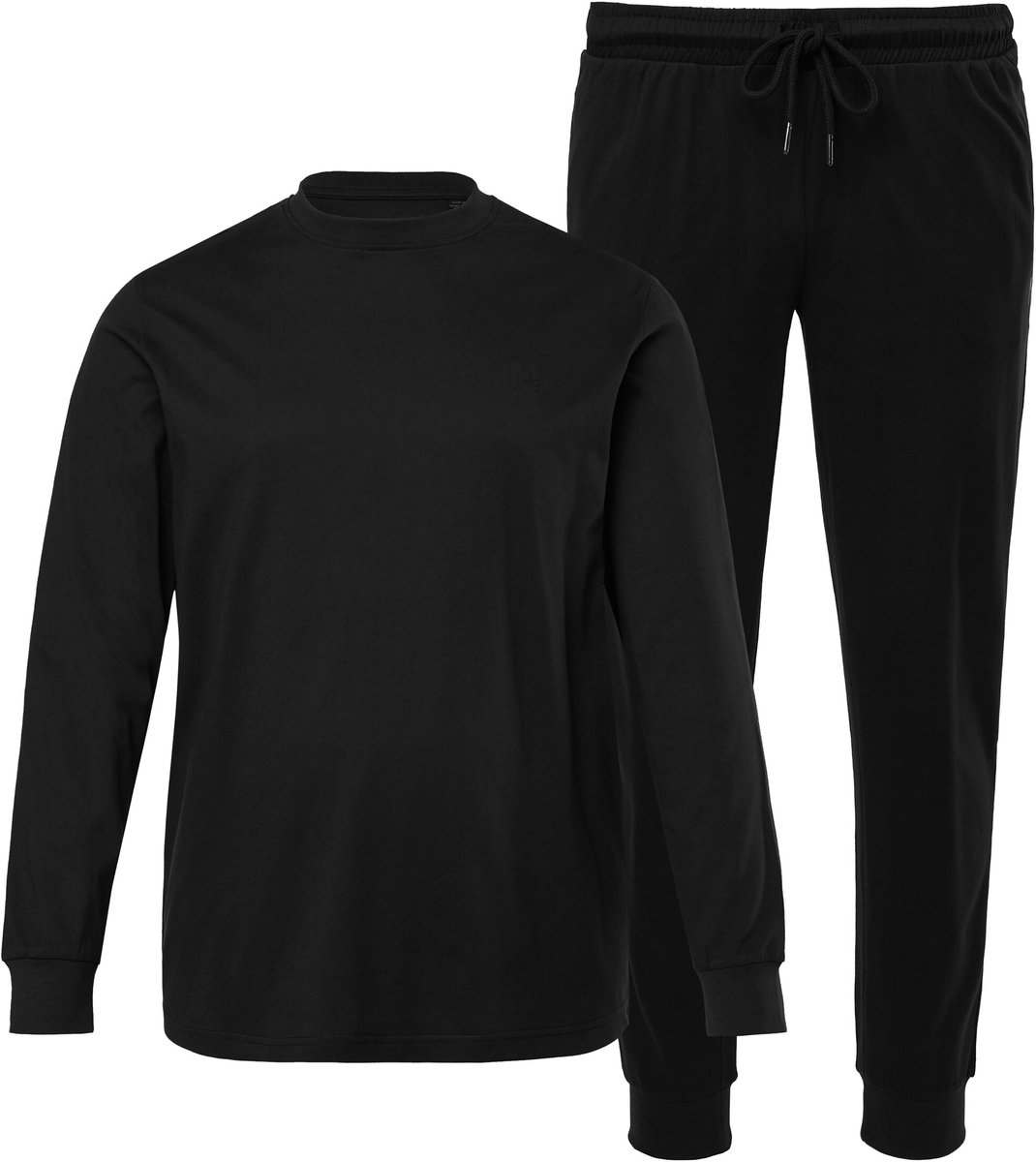 Men Plus - Heren - Pyjama tweedelig jersey lange mouwen - Zwart - Maat 8XL