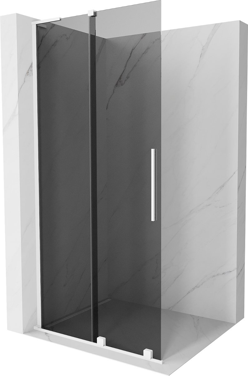 Mexen Velar L schuifwand Walk-in 100 x 200 , grafiet 8 mm, wit - 871-100-003-43-20
