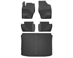 Frogum No.77 Automatenset + Dry Zone Kofferbakmat - Geschikt voor Peugeot 307 Hatchback (2001-2008) - 5-deurs - Complete Set - Perfecte Pasvorm - TPE Rubber - Hoge Rand - Geurloos - Zwart