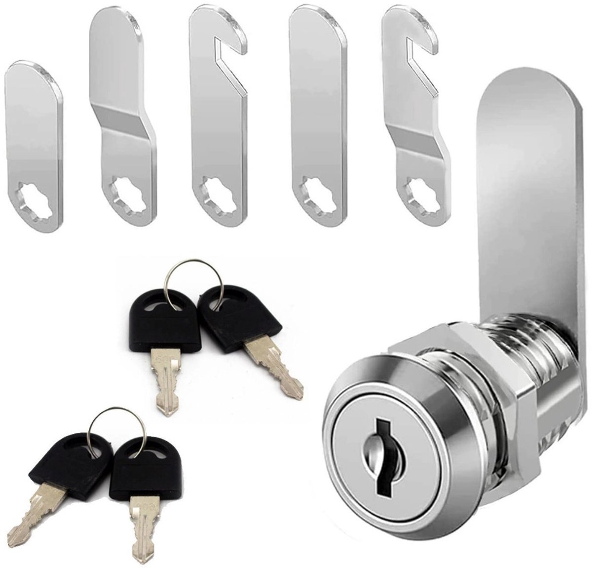OIMG Brievenbusslot - 16 mm - met 4 Sleutels - Mailbox Lock - Kastslot - Lockerslot - geschikt voor camper, brievenbus, kledingkast - zilver