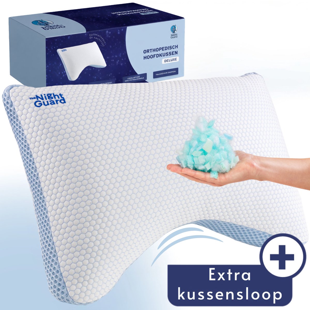 The Night Guard® Deluxe Hoofdkussen – Verstelbaar Slaapkussen - Memory Foam Snippers – Hoofdkussen tegen Nekklachten – Zijslaapkussen