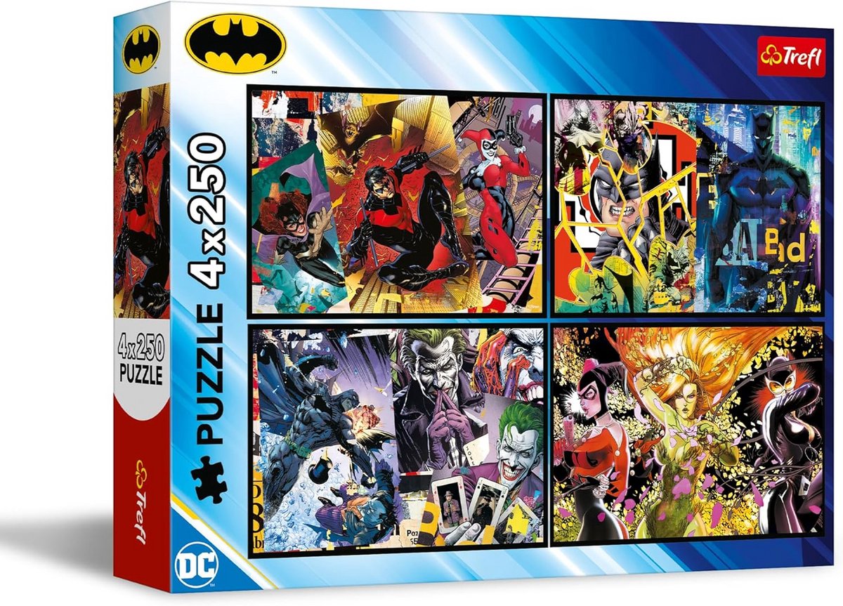 4-in-1 Puzzelset: 4 x 250 Stukjes - Actie Thema Geschikt voor Tieners