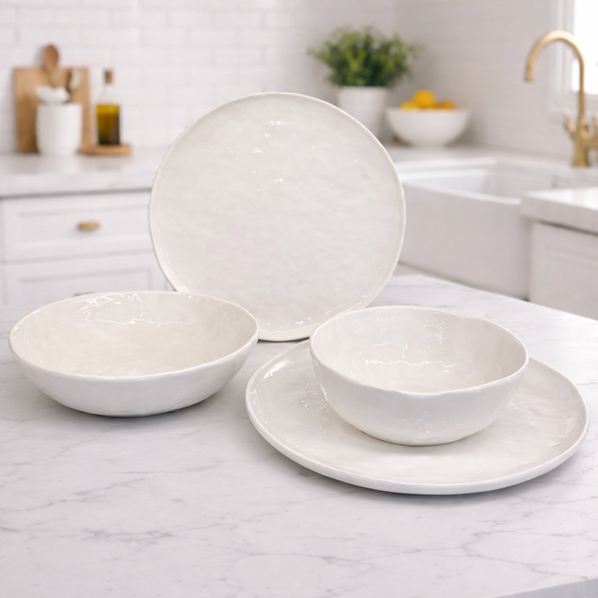Mevaz Pure Luxury – 24-delige Premium Witte Serviesset