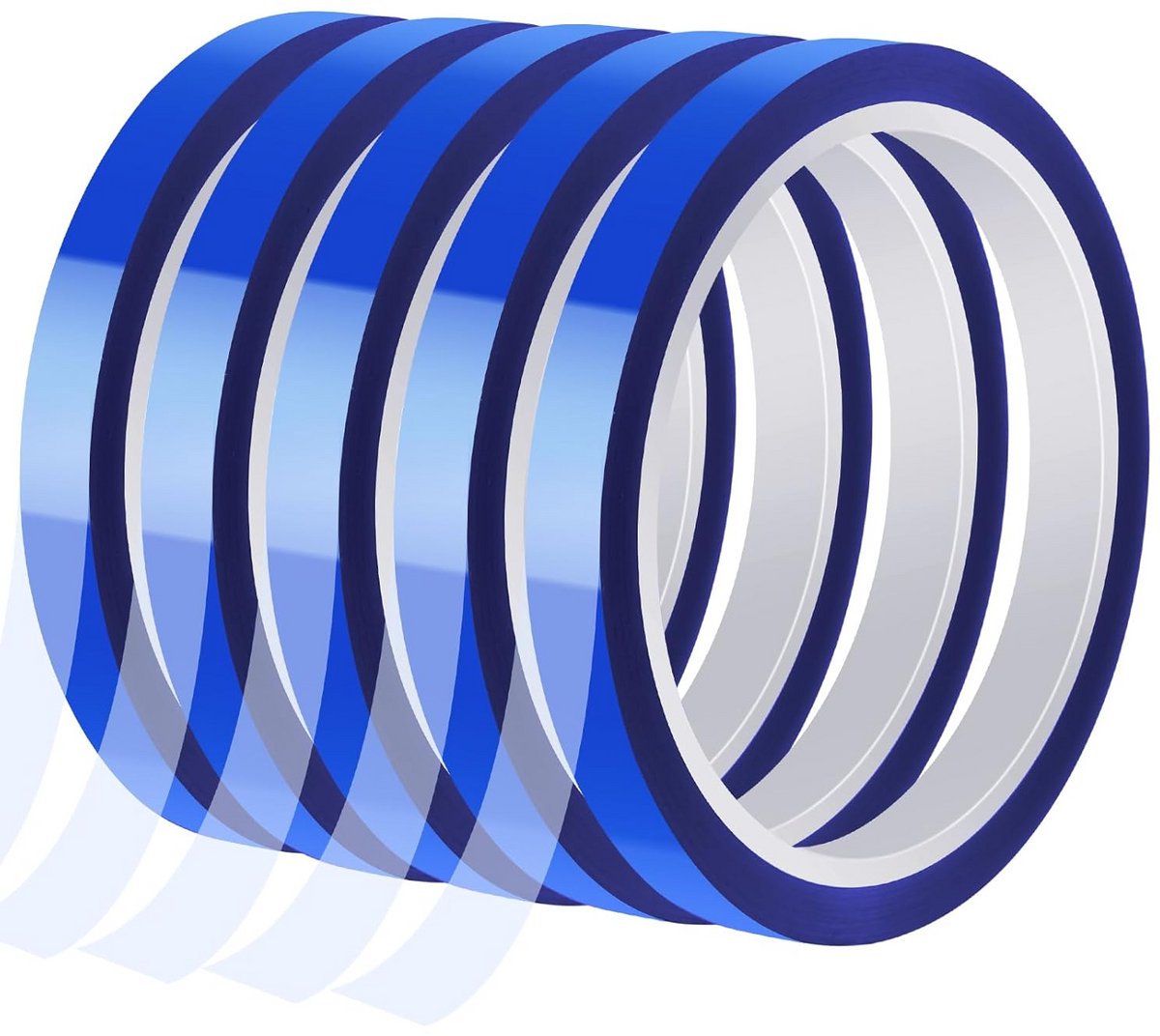 5 Rollen Hittebestendig Plakband voor Sublimatie en Elektronica, Blauw, 10mm x 30m