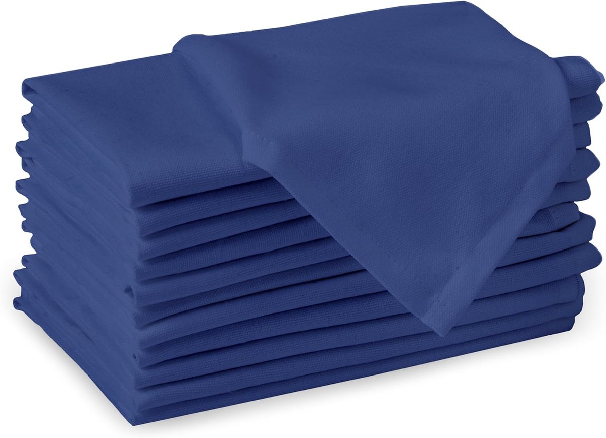 Katoenen Servetten Set van 12 – 43 x 43 cm – Herbruikbaar & Machinewasbaar – Intense Cobalt