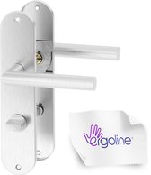 ERGO line Deurbeslag set Binnendeur - Sigma - Deurkruk Roestvrij Staal RVS - voor toilet/badkamer TL63-8 - deurklink met WC / badkamer slot, Renovatiebeslag, Deurklink met schild, langschild deurkrukset