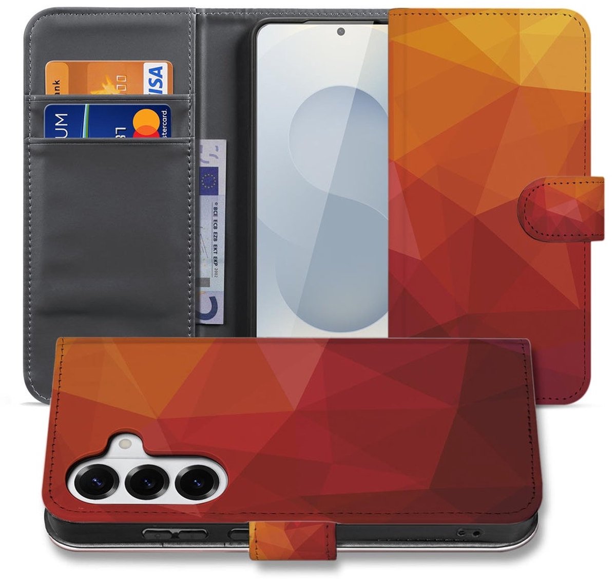 Samsung Galaxy S26 Book Case Polygon Rood