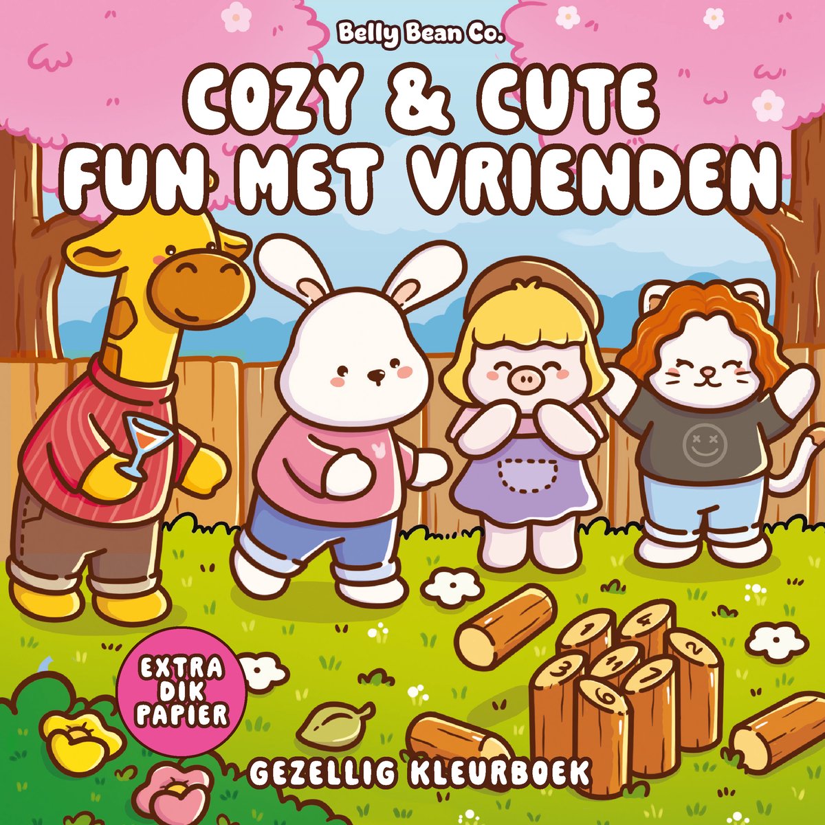 Omslag van Cozy & cute kleurboek Belly Bean Co. - Cozy & cute fun met vrienden