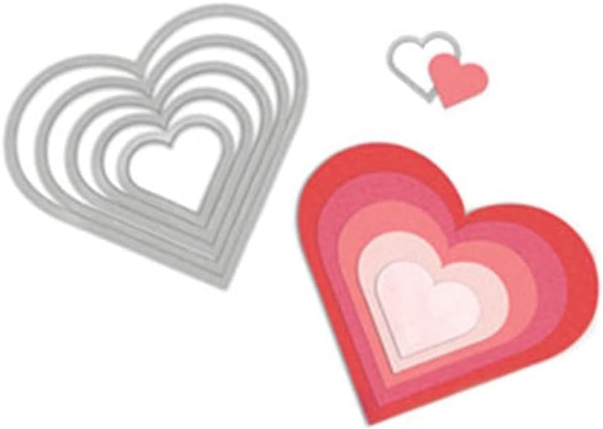 Uitsteekvormpjes Hartjes Set van 6 voor Kaarten en Scrapbooking