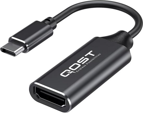 Qost - Adaptateur USB-C vers HDMI - Zwart - 4K@60Hz - Convertisseur - Type C vers HDMI - Thunderbolt 3