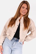 Getdrezzed Jasje - Maat: L/XL - Suede look bomberjack met drukknoopsluiting beige