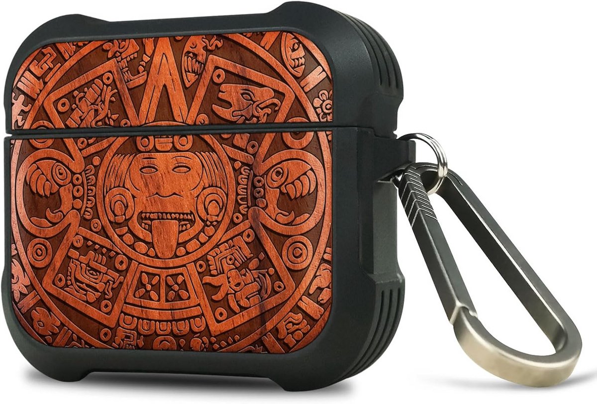 [Soft TPU + Natuurlijk Hout] Stootvaste Hoes met Titanium Quick Release Sluiting - Rose Mayan Calendar