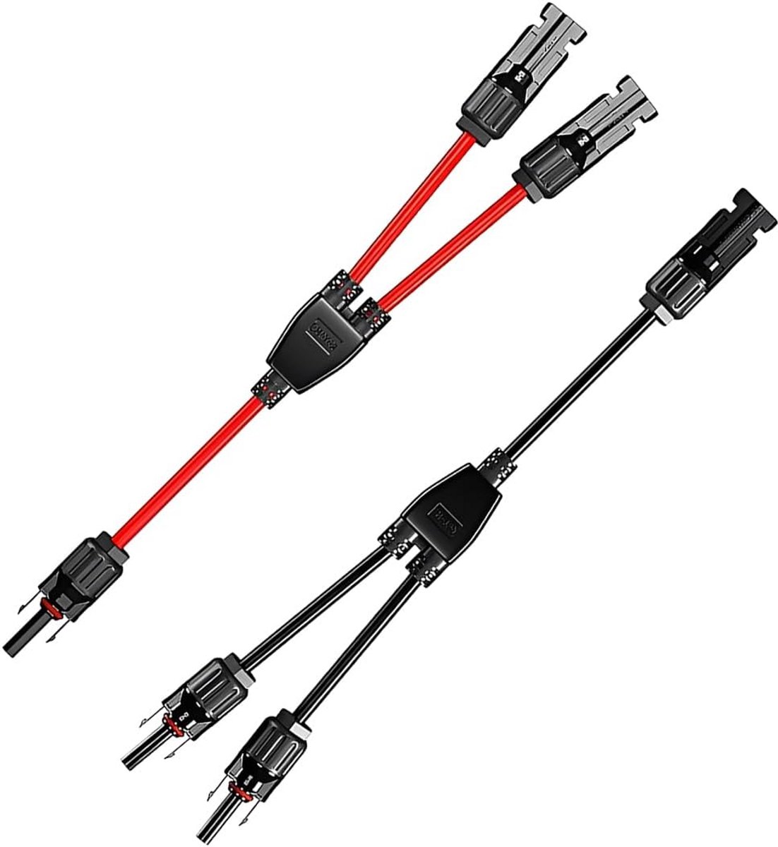 2x 6mm² Y-verdeler Kabel voor Zonnepanelen (MC4) - Rood en Zwart