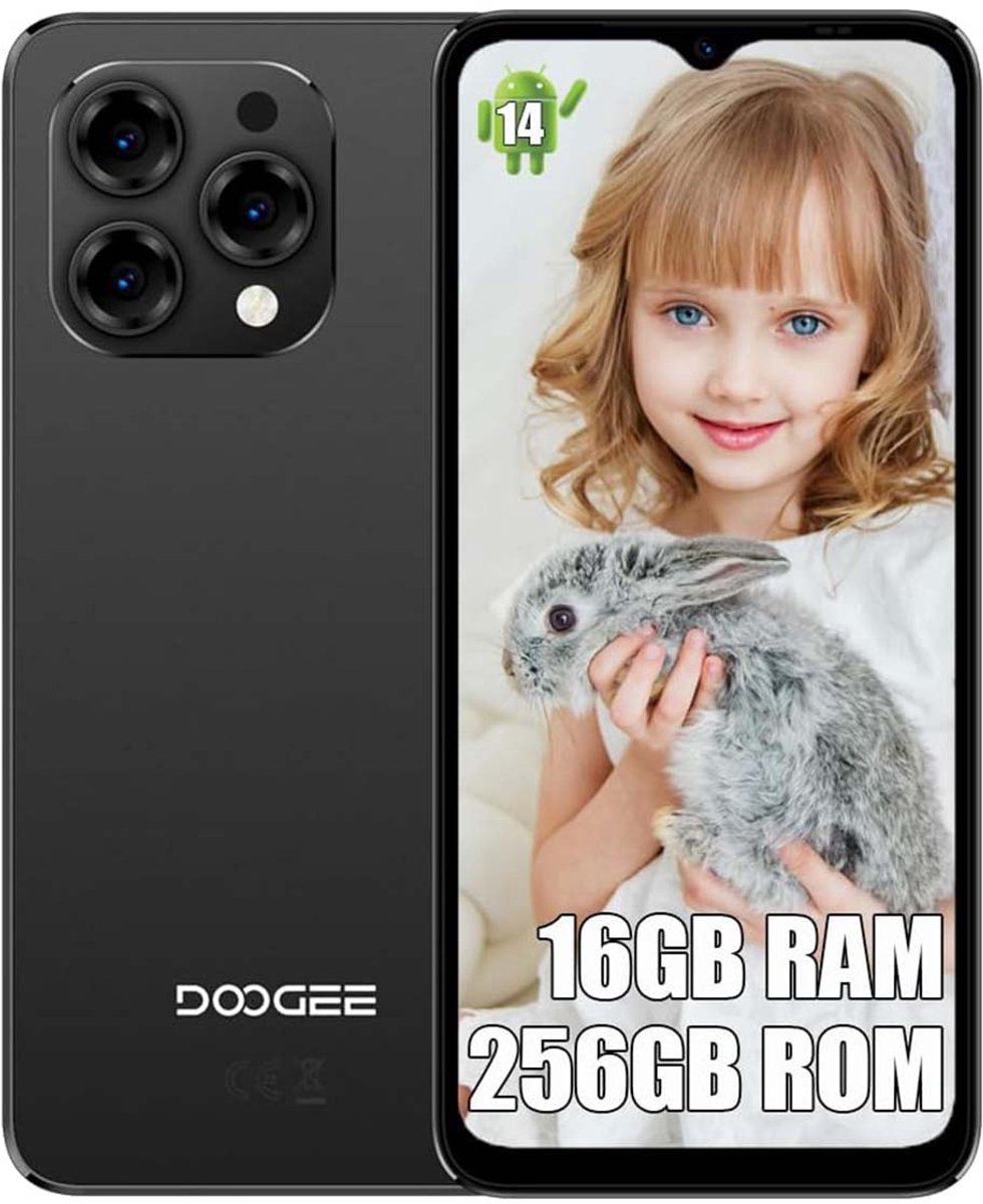 DOOGEE N55 Pro Smartphone - 16 GB RAM + 256 GB ROM - 6,56 inch 90Hz - 4G Dual SIM - 5150mAh - GPS - Widevine L1 - Zwart