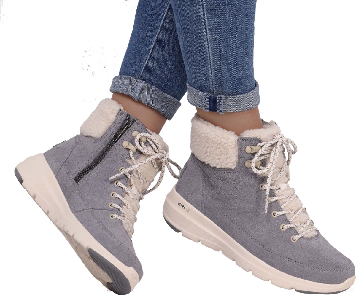 SKECHERS GLACIAL ULTRA WOODLANDS, 16677-GRY, Female, Gray Skechers Gevoerde enkellaarsjes dames grijs maat EU 36,5