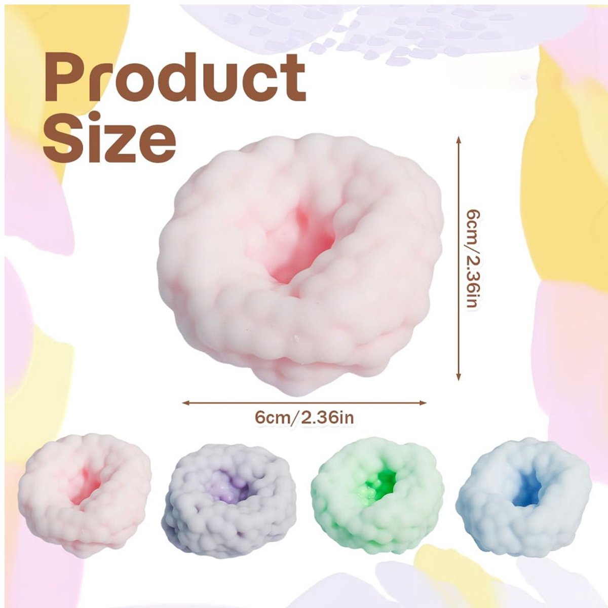 Squishy - 2 Stuks - Knijpbal - Angst Te Verminderen - Fidget Squishy - Stressballen - Anti-stress Knijpspeelgoed - Zachte, Langzame Squishy - Sensorisch Fidget - Parelstressbal - Stressbal voor kinderen - Decompressiespeelgoed - Volwassen en Kinderen — afbeelding 3