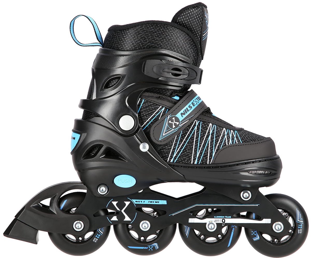 Nils Extreme NH11912 - 2-in-1 Schaatsen - Zwart/Blauw - Roestvrij Staal - Aluminium Ploeg