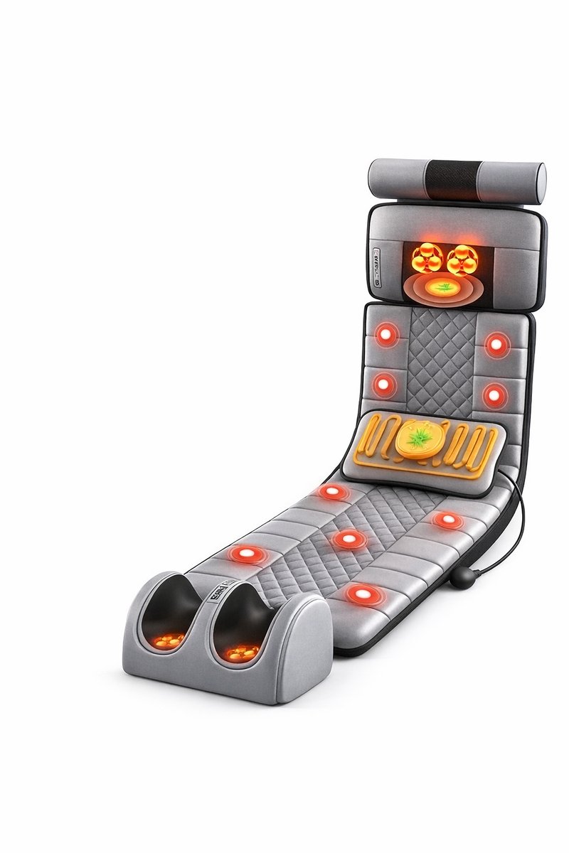 Jurrys Massage mat - Massagestoel - Massagebed - Elektrisch - 12V - 10/20/30 Min programma - Grijs - Foam - Maat 50x165cm