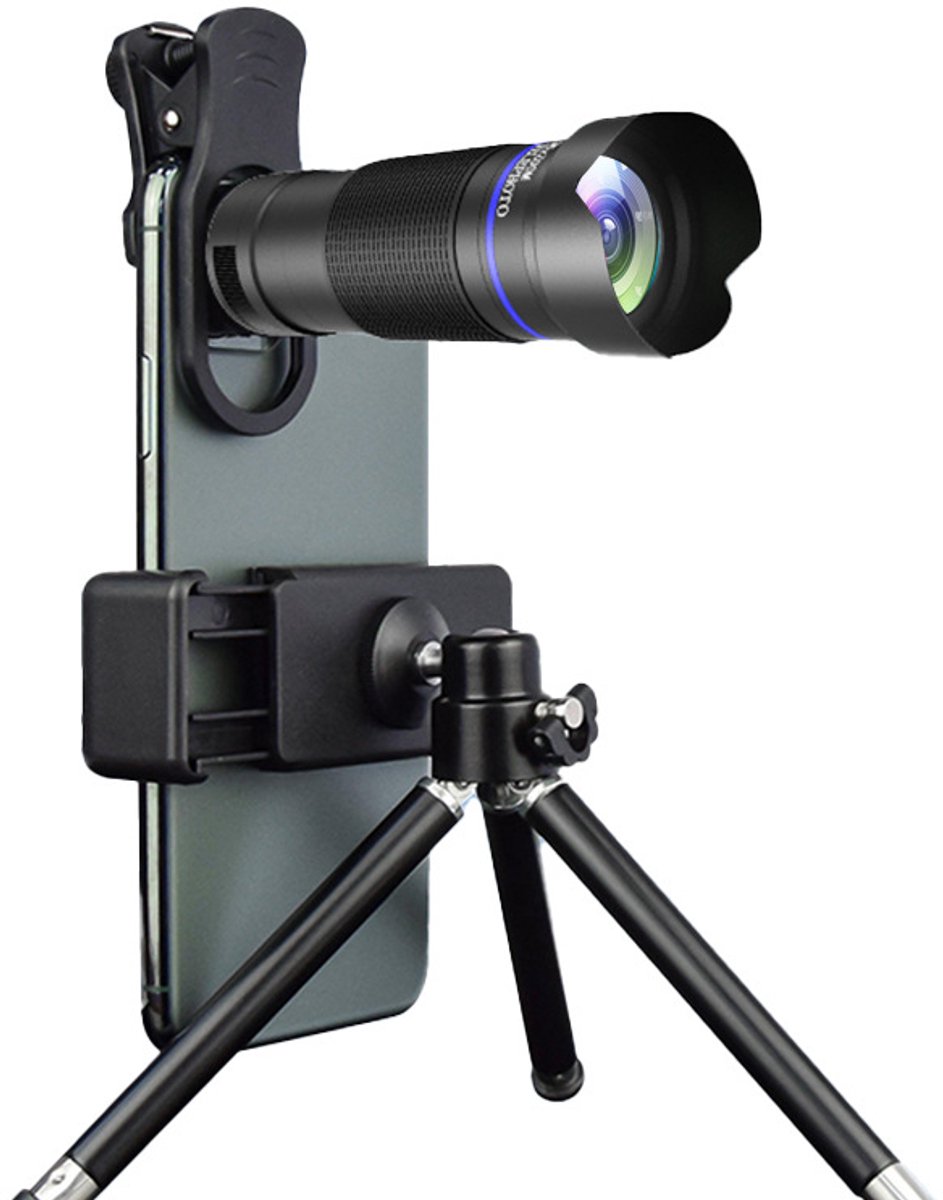 36x telelens kit - Met mini statief, telefoonclip, houder, lenshoes, doekje, voor wandelen