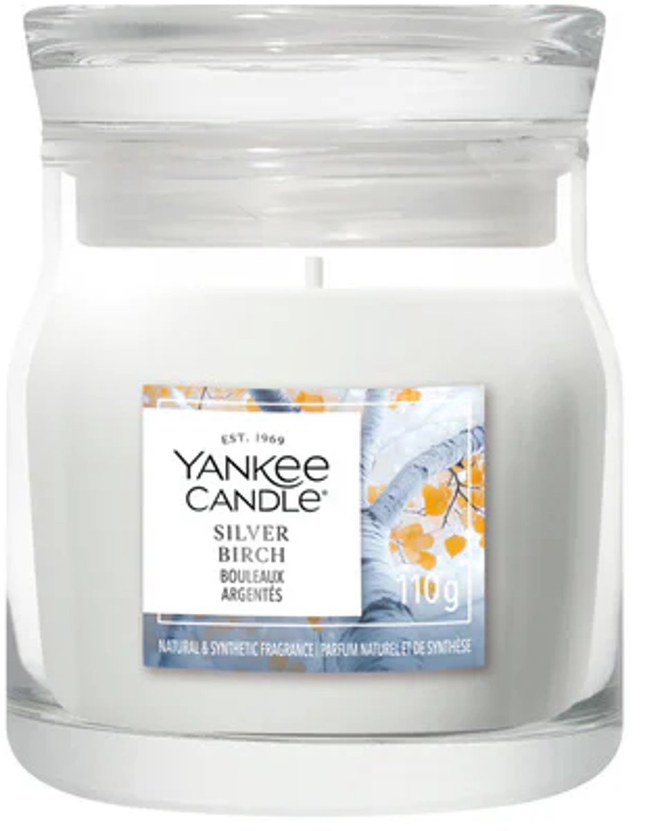 Yankee Candle - Silver Birch Small Jar Geurkaars - tot 30 branduren