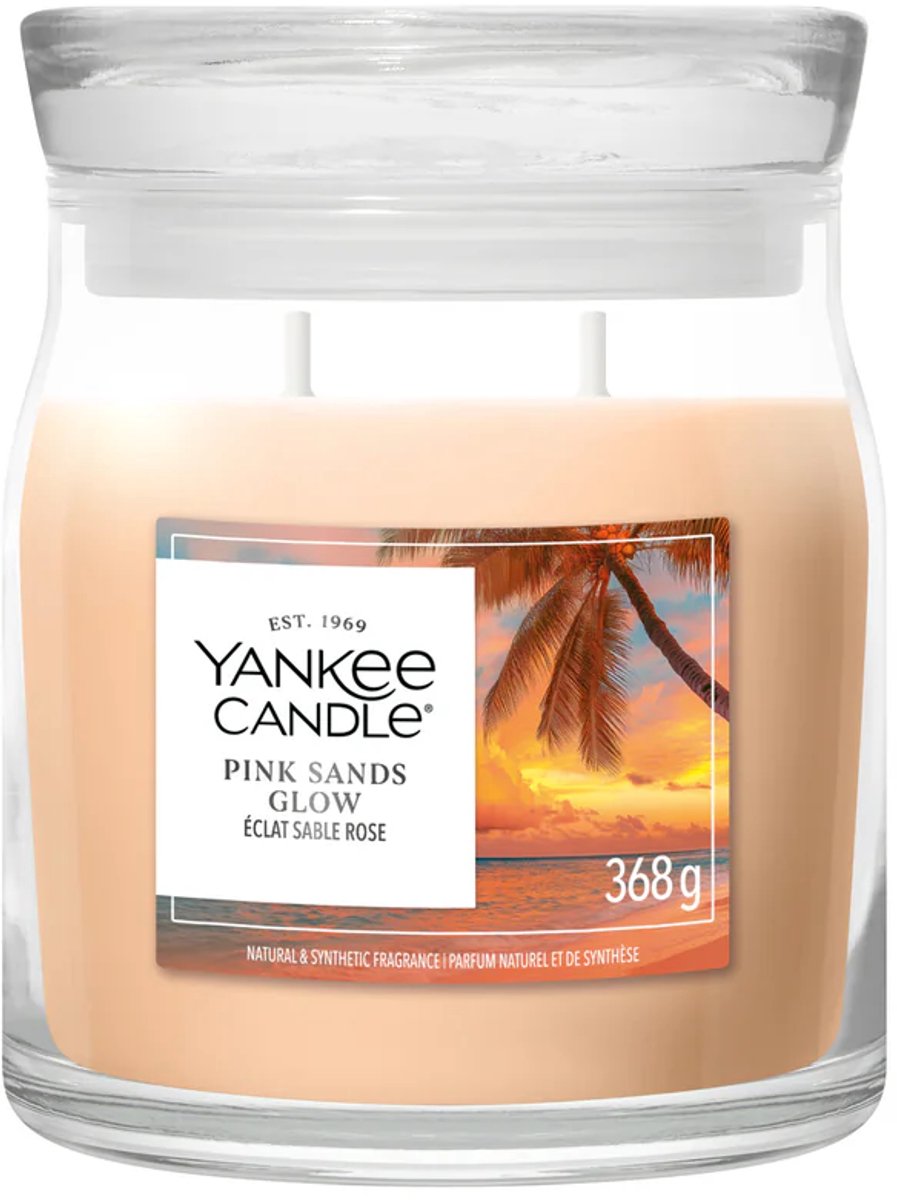 Yankee Candle Pink Sands Glow Medium Jar - tot 50 branduren Oranje