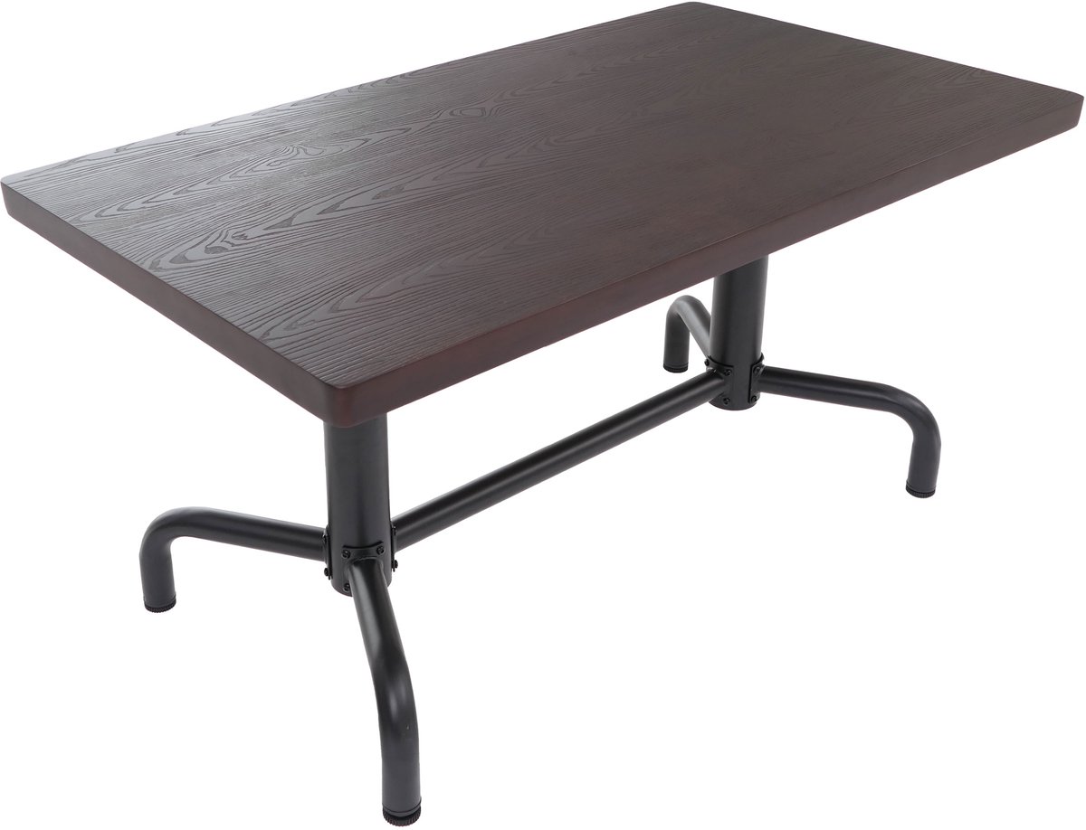 MCW Eettafel MCW-P31, eettafel, industriële stijl, hout 140 x 80 cm ~ donker, zwart onderstel