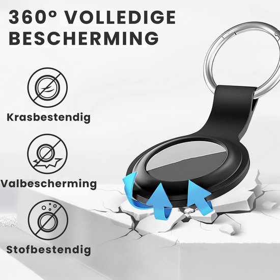 JUALL AirTag Porte-clés - AirTag Hanger - AirTag Case - Convient pour Apple AirTag - Siliconen Bleu foncé