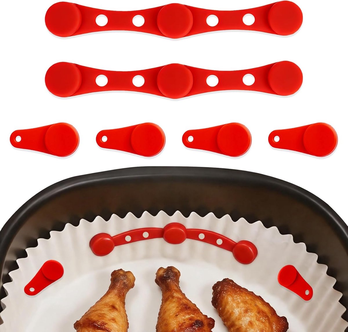 Airfryer Magneten - Bakpapier Clips - Voorkom Omhoog Waaiend Papier - Hittebestendig Siliconen - Set van 6