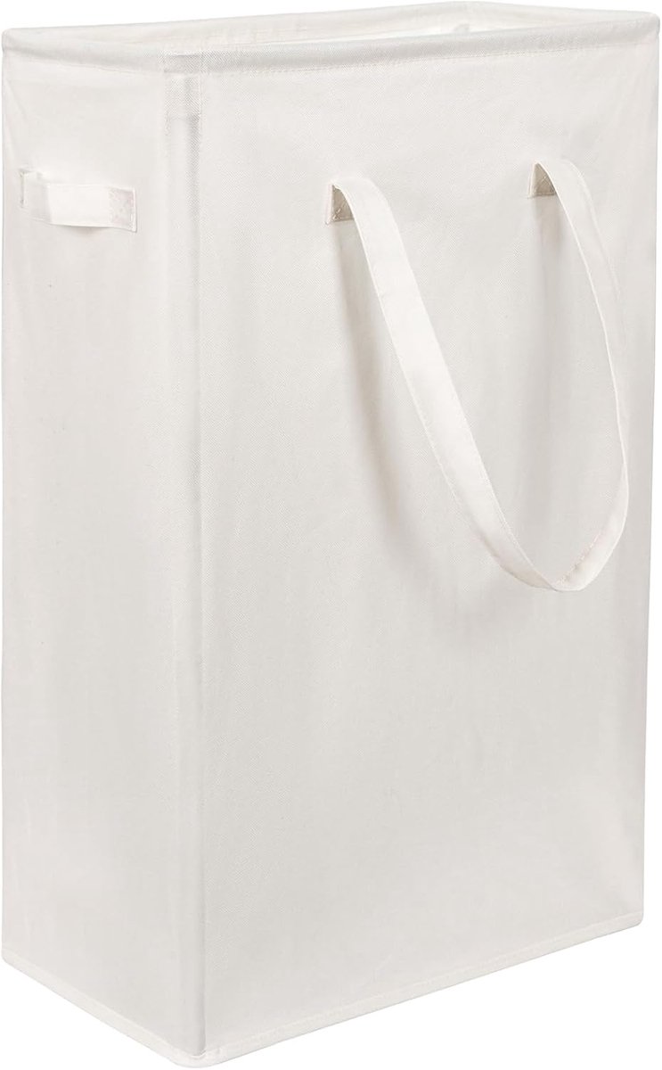 Smalle wasmand 60 liter inklapbaar met handvat - Beige
