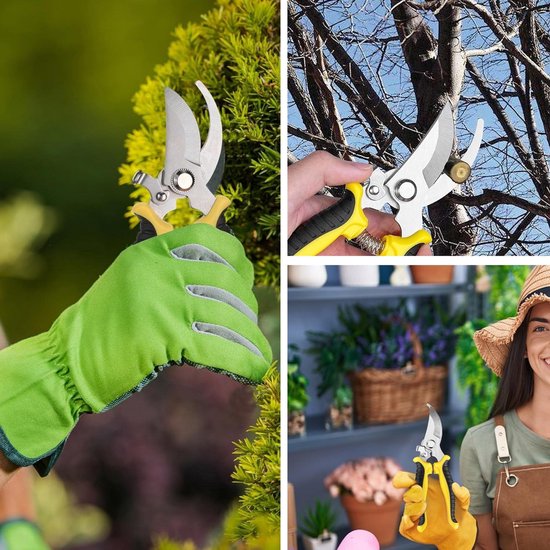 Snoeischaar (1 stuk) - Professionele bloemenschaar - Takkenschaar - Scherpe en duurzame schaar - Geschikt voor het snoeien van planten, takken en bloemen - Gemakkelijk en moeiteloos - Geel — afbeelding 3