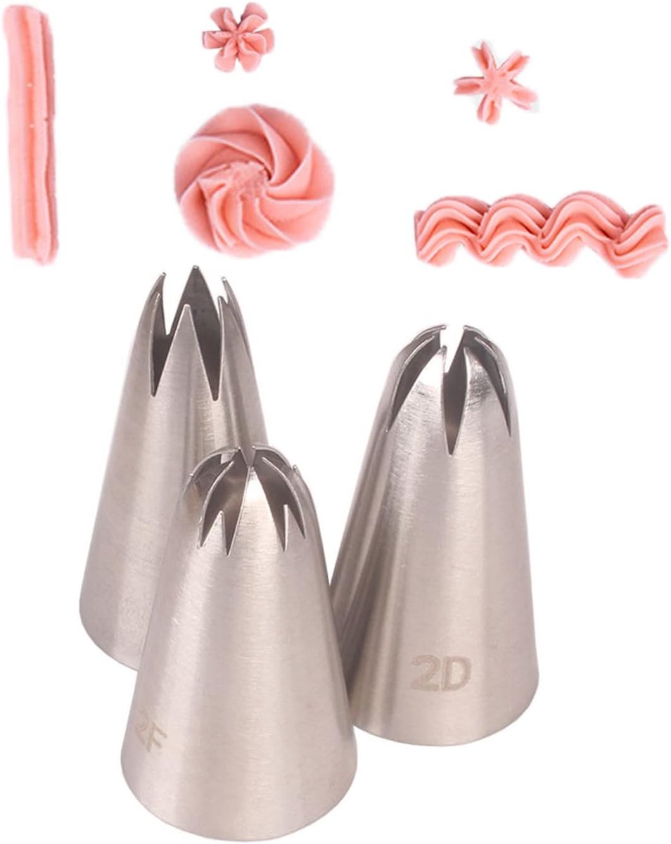 1M Spuitmondje Set - Open Ster, Druppelbloem Tip voor Taart en Cupcake Decoratie