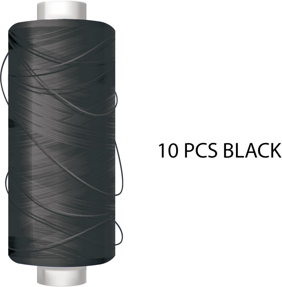 Set 10 spoelen 100% polyester naaigaren zwart 50 meter