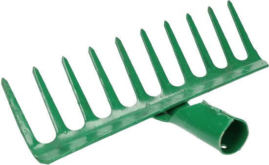 KOTARBAU® Tuinhark, Gazonhark, Bladhark, Metaal, 25,5 cm, Groen, Tuinhark voor Gazon, 10 Tanden, Stevige Hark, Waaierbezem, Robuust Tuingereedschap, zonder Steel van Merkloos	 — afbeelding 2