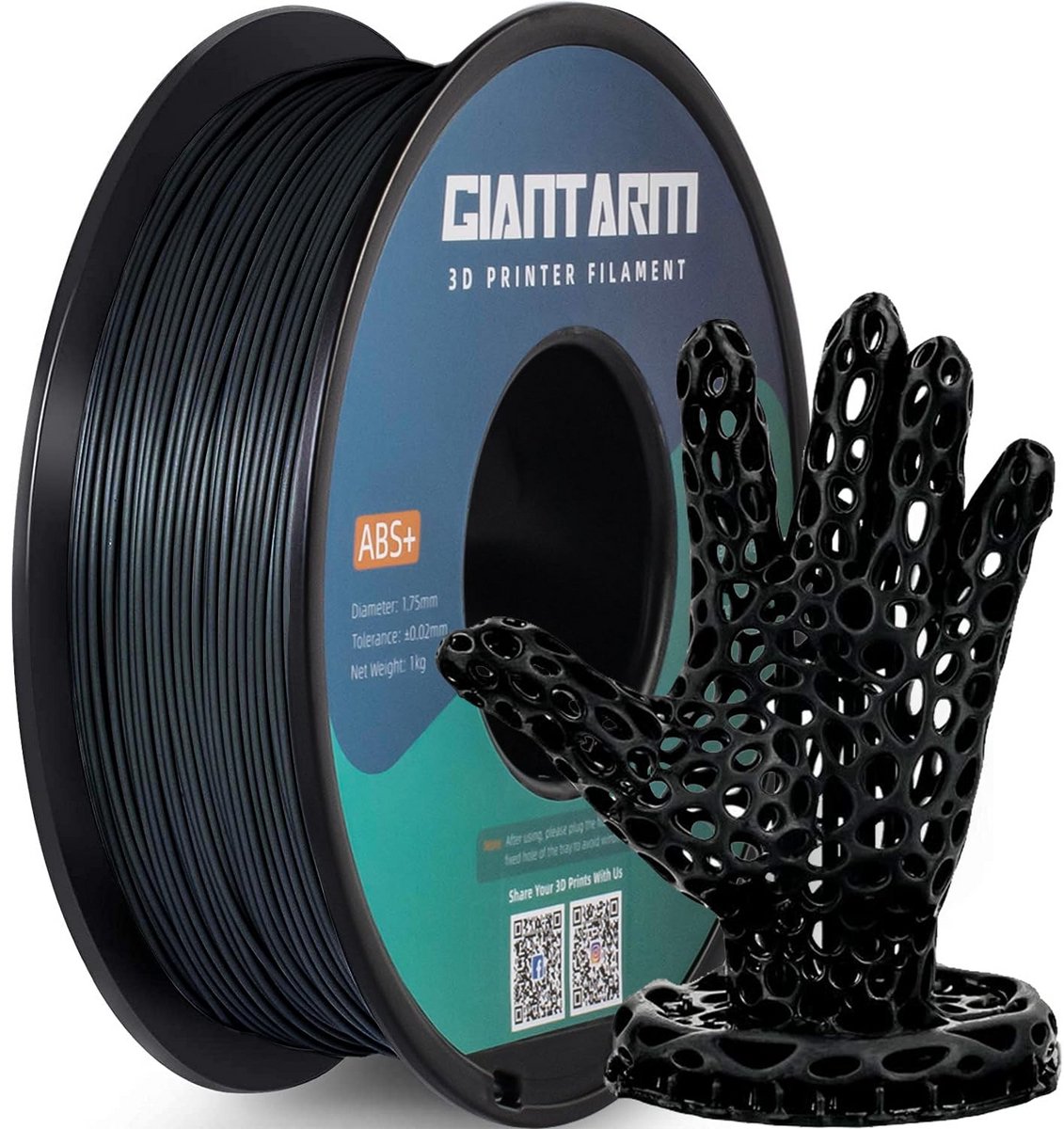 3D Printer Filament - ABS+ Materiaal - Modelbouw Printen - Strakke Tolerantie - 1.75 mm Spoel - Zwart