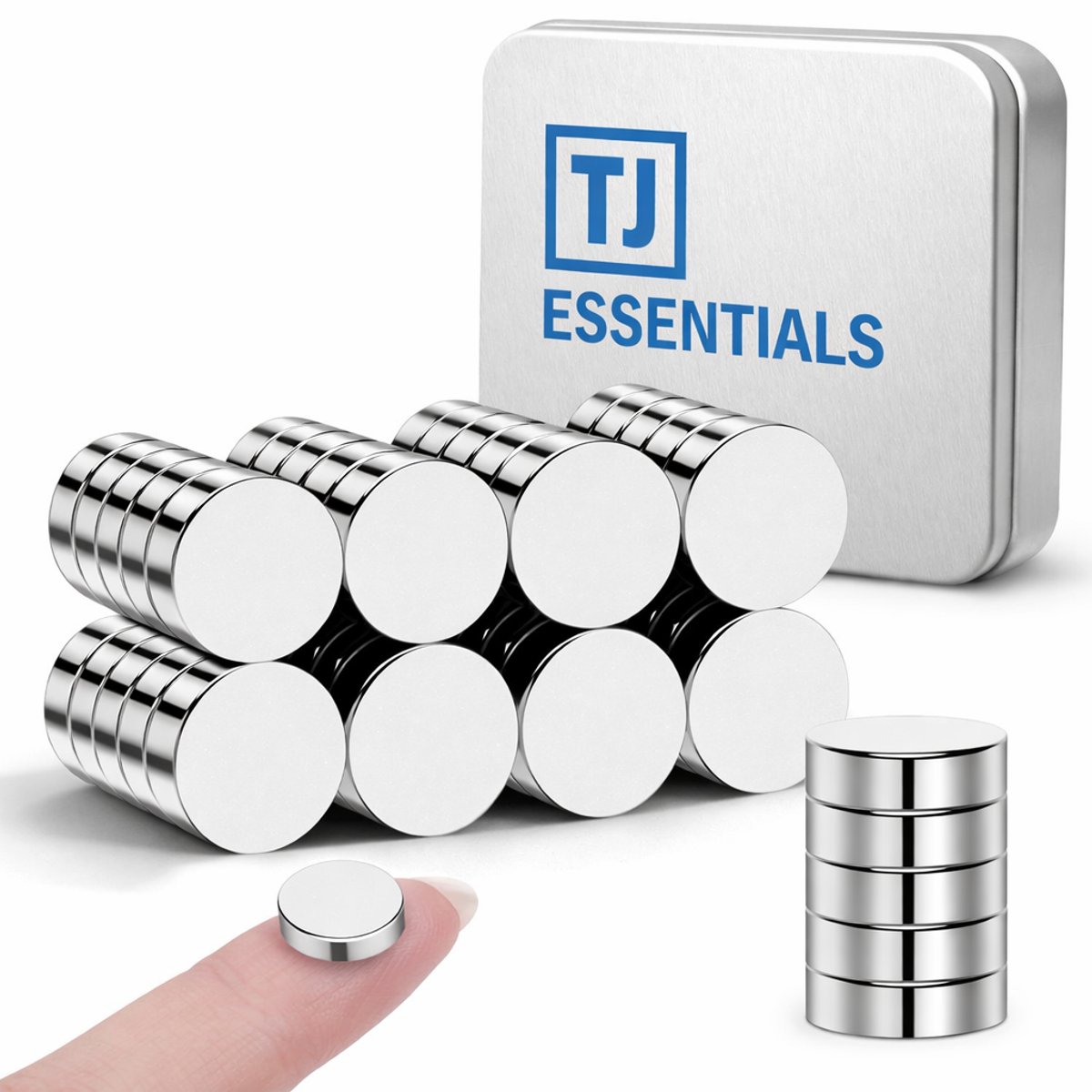 TJ Essentials Neodymium Magneten – 10 x 3 mm – 20 Stuks – N52 – Zilver – Whiteboard / Koelkast Magneten – Kleine / Platte Magneetjes