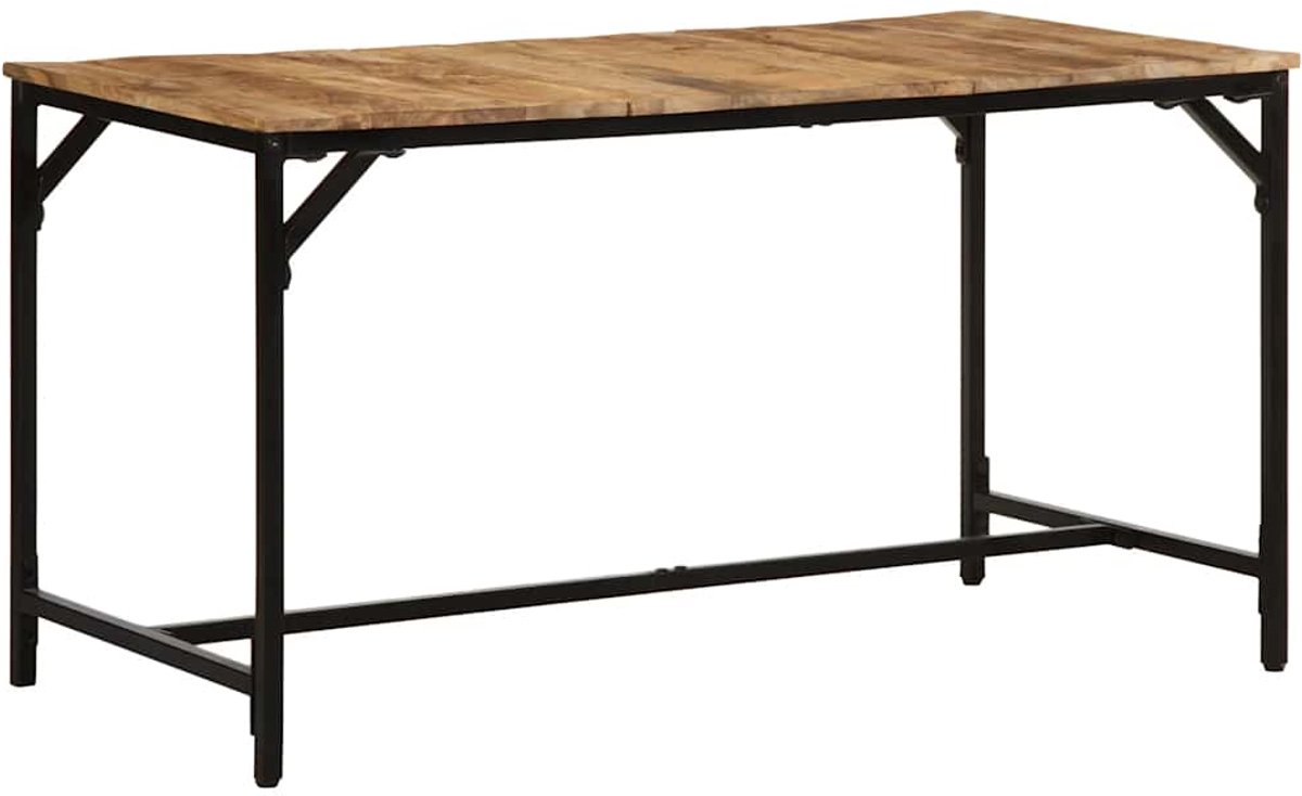 vidaXL Eettafel - 140x70x75 - cm - massief - hout - ruw - mangohout Bruin