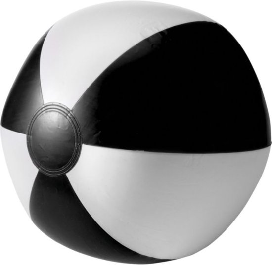 IMPRESSION Opblaasbare strandbal - zwart/wit - D26 cm - pvc - leuk voor zwembad - buitenspeelgoed