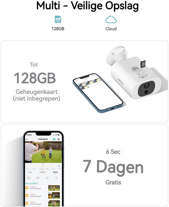 oor Buiten - Buiten Camera met Zonnepaneel - Bewakingscamera voor Buiten - Beveiligingscamera Buiten - 2K Ultra HD - Met Wifi en App - 2 Stuks — afbeelding 2
