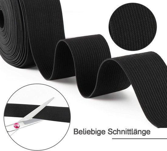 Elastiek 5 meter 4 stuurs - 10 mm 20 mm 30 mm 40 mm - Elastische band Rubber voor Broekrubber Do-het-zelf Handwerk Stoffen Naaien Zwart — afbeelding 2