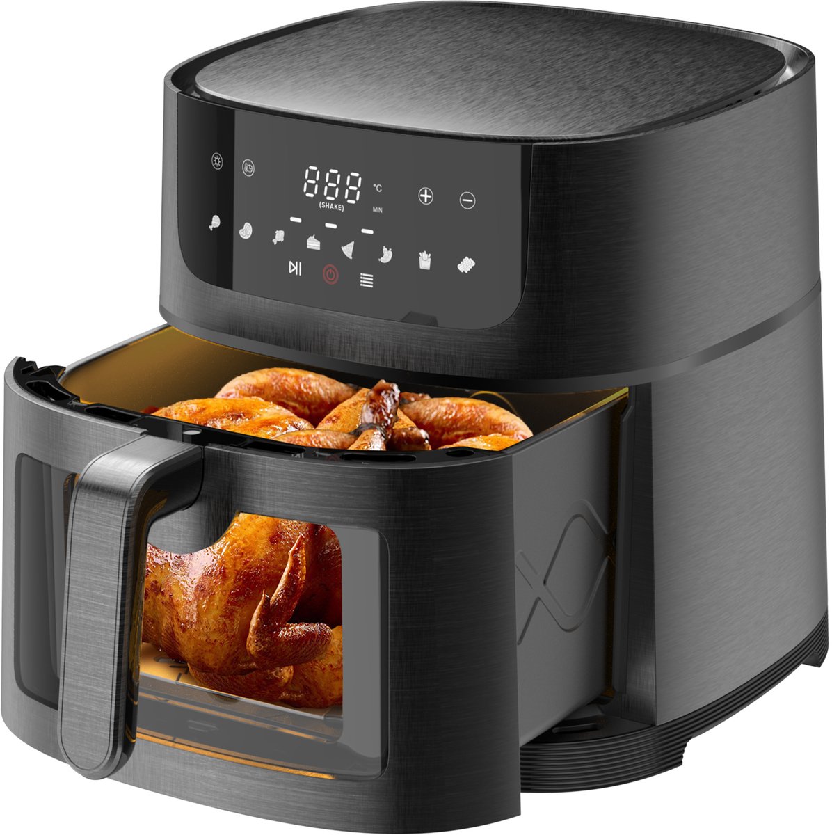 Dewelling Digitale Airfryer AF8007 Digitale Heteluchtfriteuse 9L – 1800W met Touchscreen, 8 Automatische Programma's, Shake Mode, Zichtvenster & Receptenboek
