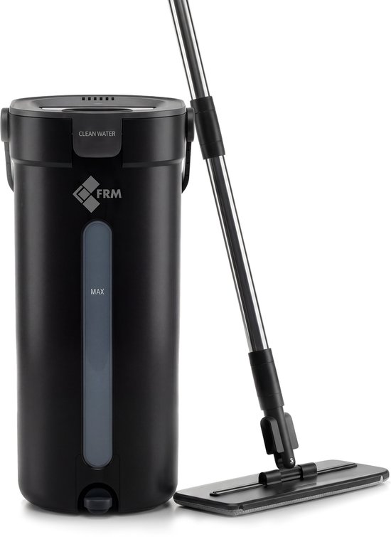 FRM Pure Flow - Dweilsysteem - Vloerreiniger - Altijd schoon water - Nooit meer dweilen met vies water - Zwart