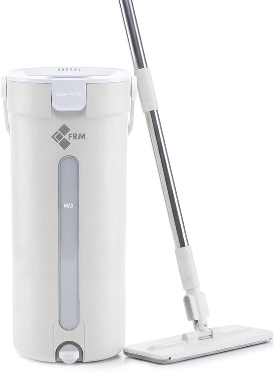 FRM Pure Flow - Dweilsysteem - Complete set - dweilset - Altijd schoon water - Nooit meer dweilen met vies water - Beige