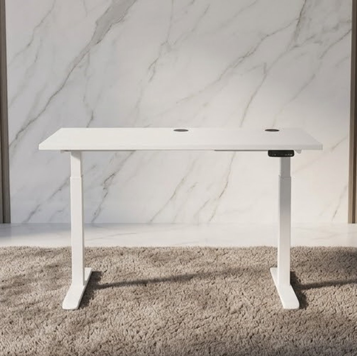 Ragnar Elektrisch Verstelbaar Bureau | Zit-Sta Bureau | Modern Wit Tafelblad & Frame | Hoogte Verstelbaar 120x75 cm | Ergonomisch, gezond en slank ontwerp Casa Serena
