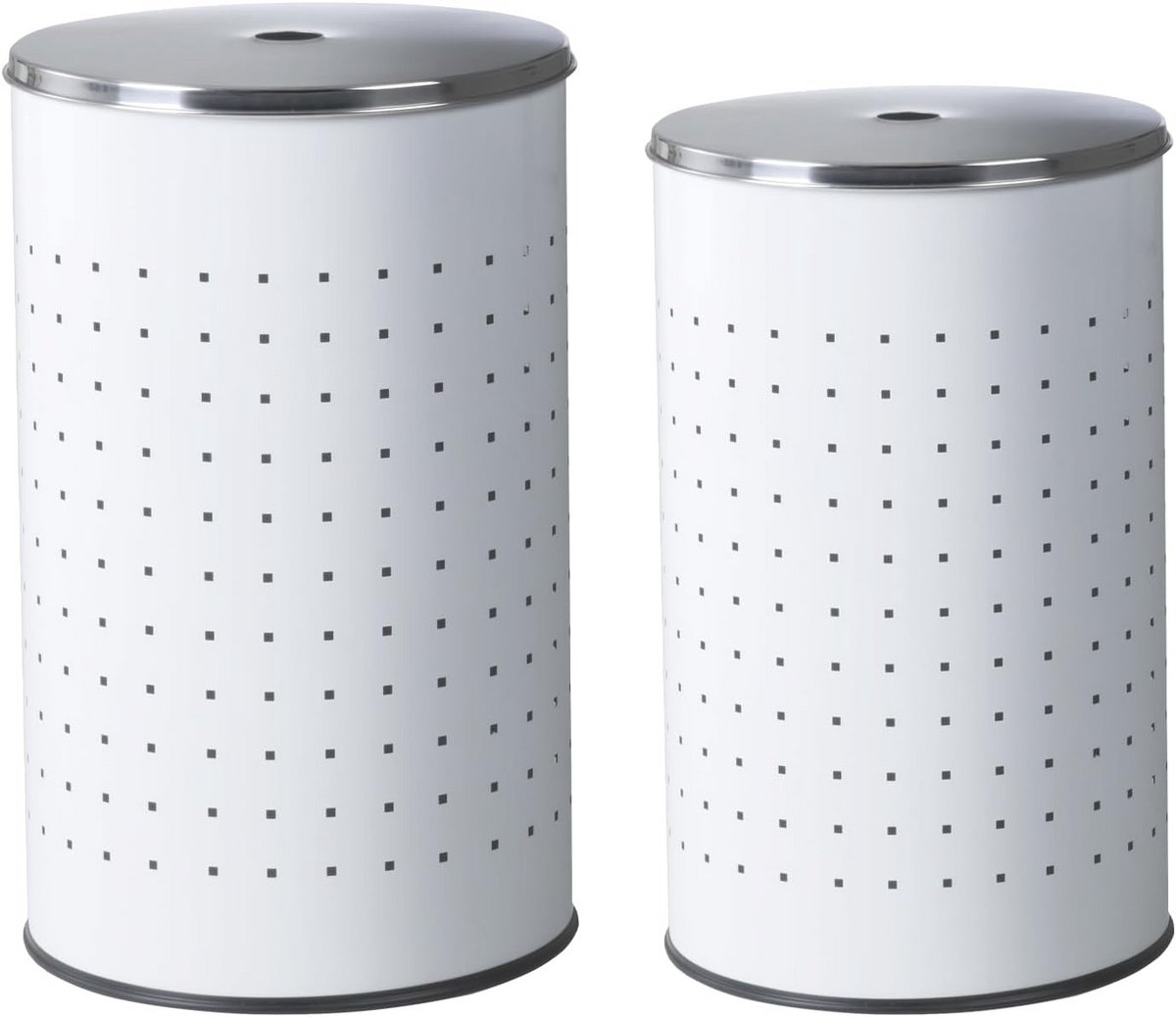 Set van 2 Wasmanden - Wit / RVS - 37L en 54L - Modern